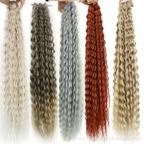 30 Inch Soft Long Water Wave Crochet Hair Synthetic Goddess Braiding Hair Natural Wavy Ombre Blonde Hair Extensions